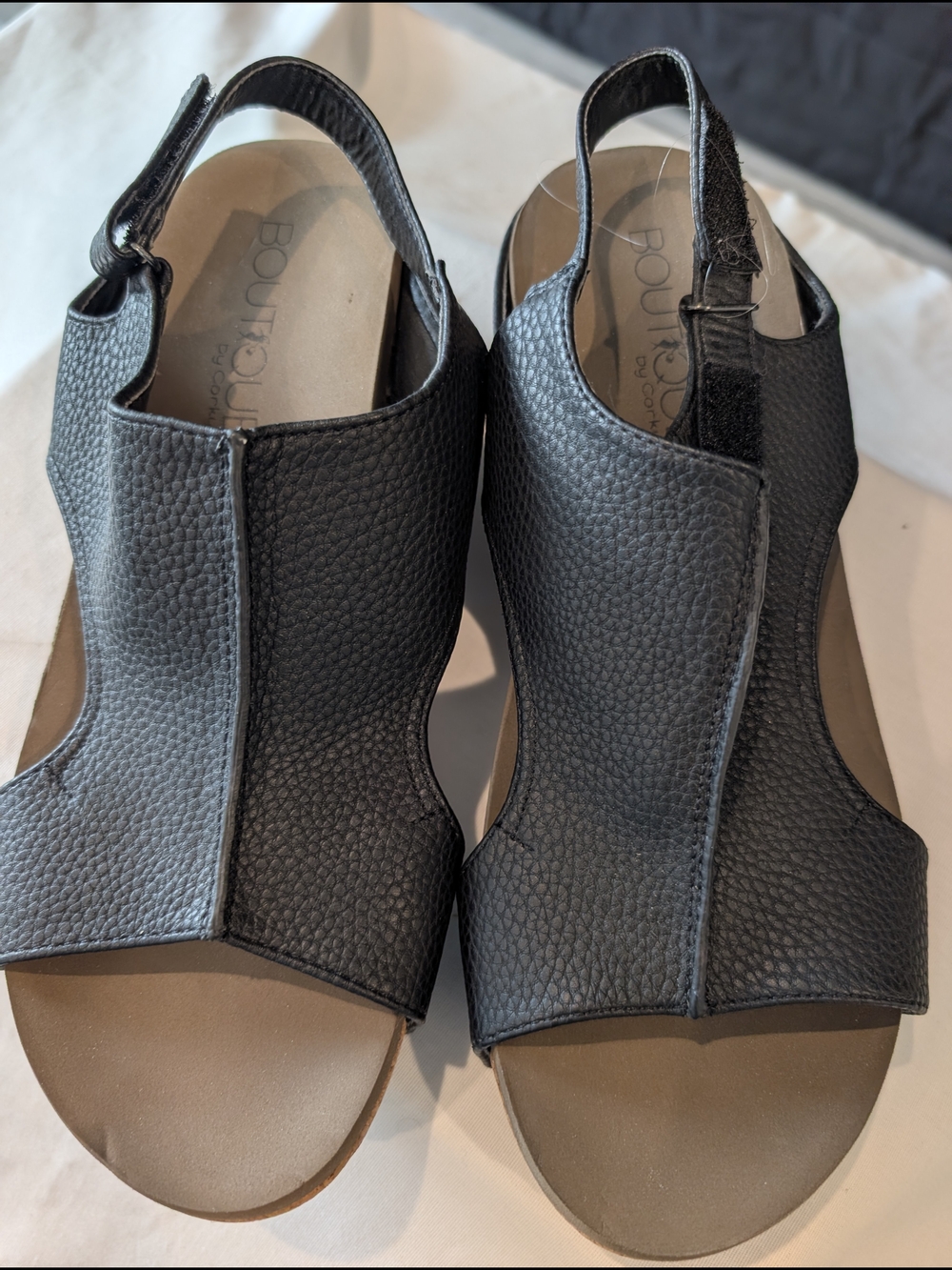 Corkys Black Textured Platform Slingback Sandals